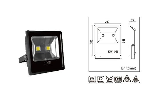 100w Ip65 integrierte super hellen geführten Öffnungswinkel der Flut-Licht-120° im Freien